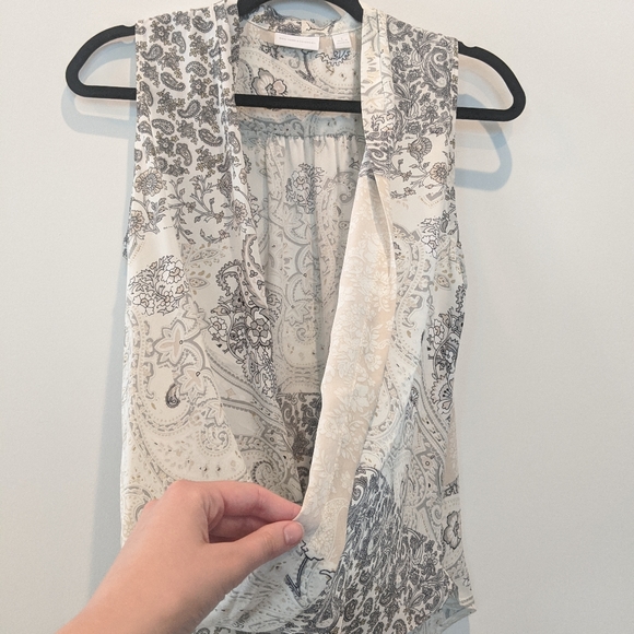 New York & company neutral wrap blouse small - Picture 6 of 6